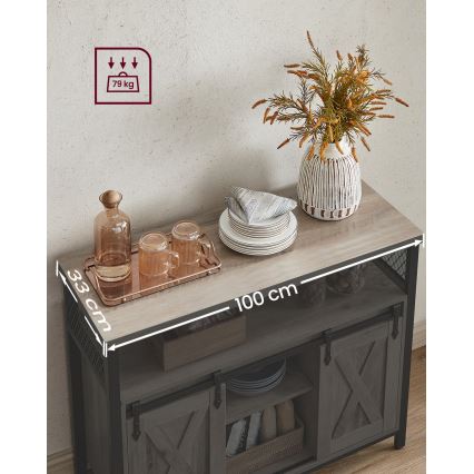 Komoda s drsnimi vrati FIRA taupe/črna