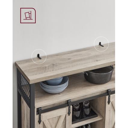 Komoda s drsnimi vrati FIRA taupe/črna