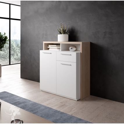 Komoda LEBY hrast sonoma/bela