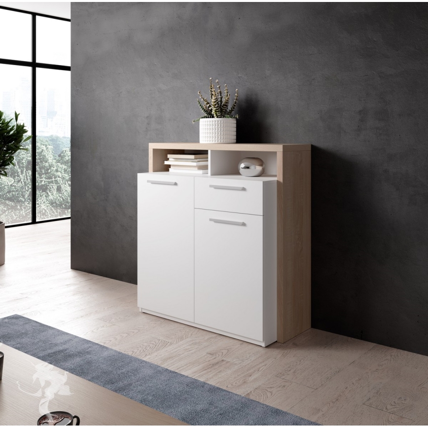 Komoda LEBY hrast sonoma/bela