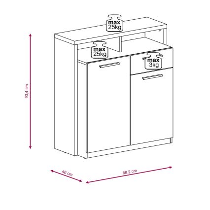 Komoda LEBY hrast sonoma/bela