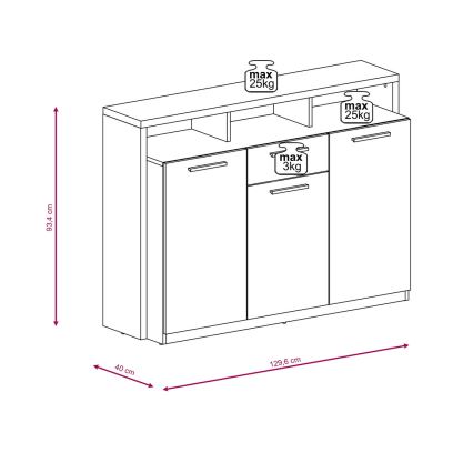Komoda LEBY hrast sonoma/bela