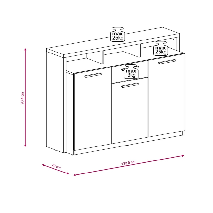 Komoda LEBY hrast sonoma/bela
