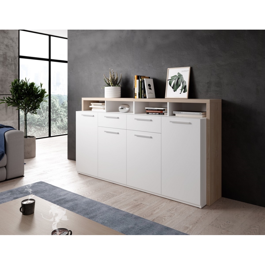 Komoda LEBY hrast sonoma/bela