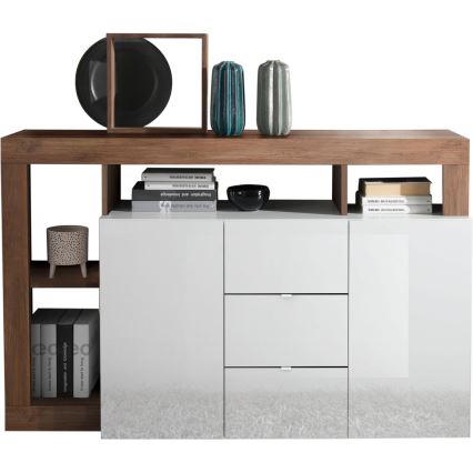 Komoda LENOR 146x93x42 cm bela/hrast