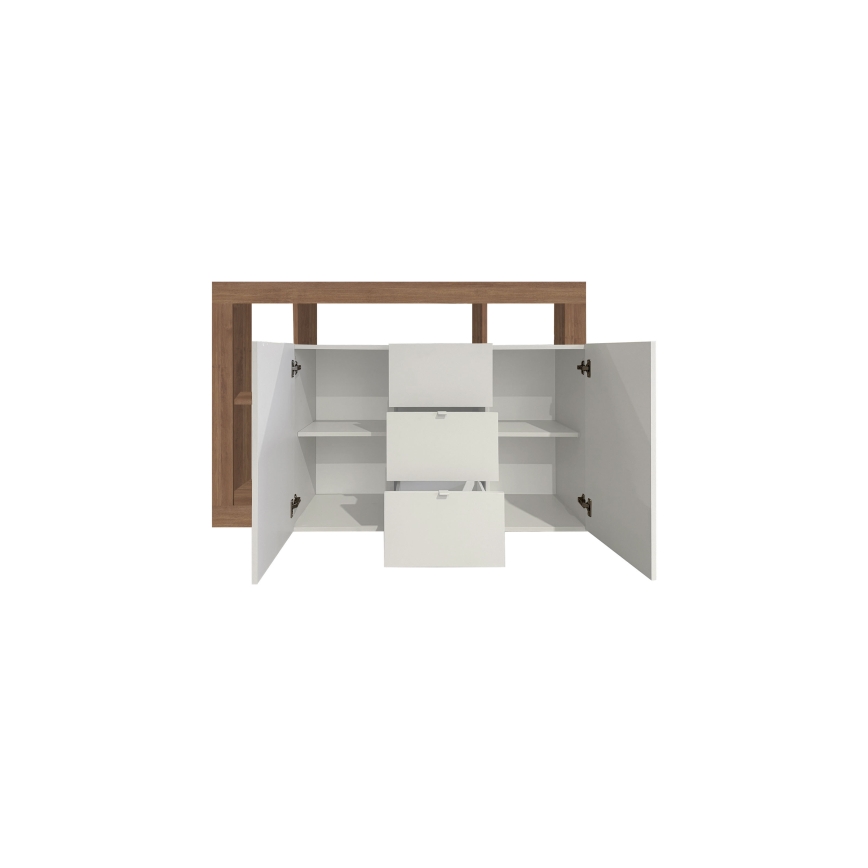 Komoda LENOR 146x93x42 cm bela/hrast