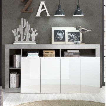 Komoda LENOR 184x93x42 cm bela/siva beton