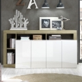 Komoda LENOR 184x93x42 cm bela/svetli hrast