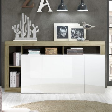 Komoda LENOR 184x93x42 cm bela/svetli hrast