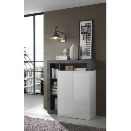 Komoda LENOR bela/antracit
