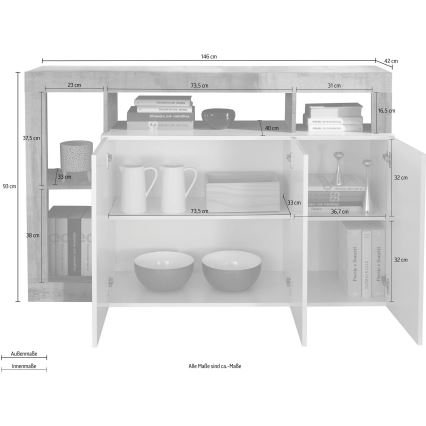 Komoda LENOR, bela/antracit