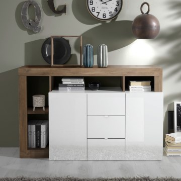 Komoda LENOR bela/hrast