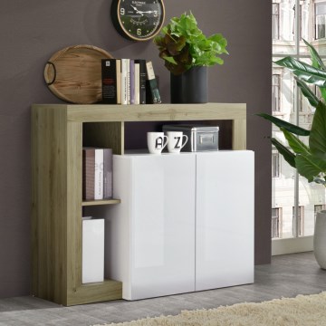 Komoda LENOR bela/rjava