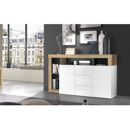 Komoda LENOR bela/rjava