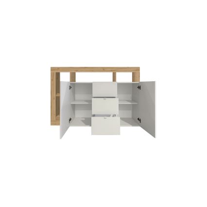 Komoda LENOR bela/rjava