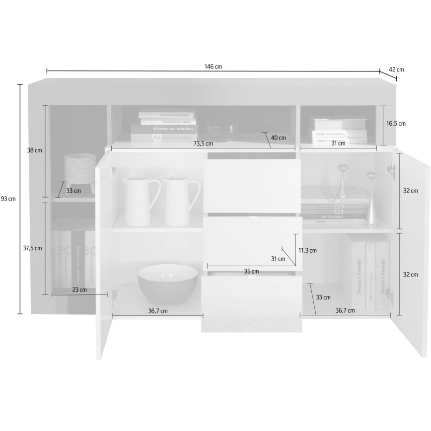 Komoda LENOR bela/rjava