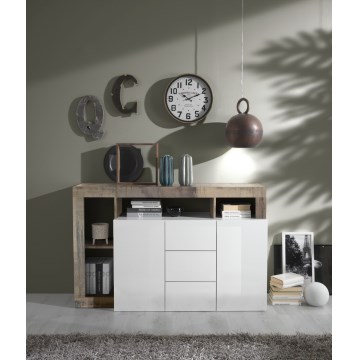 Komoda LENOR, bela/rjava