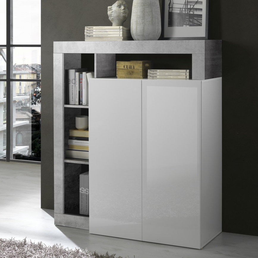 Komoda LENOR bela/siva beton