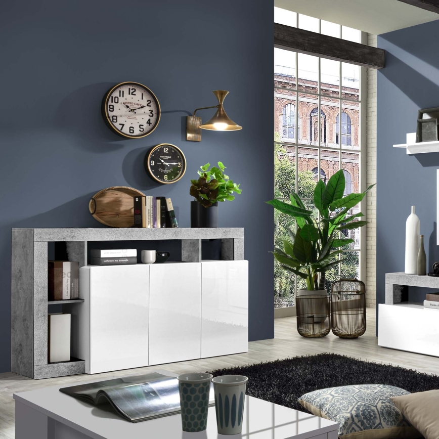 Komoda LENOR bela/siva beton