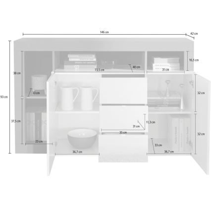 Komoda LENOR kašmir/rjava