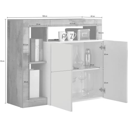 Komoda LENOR kašmir/svetli hrast