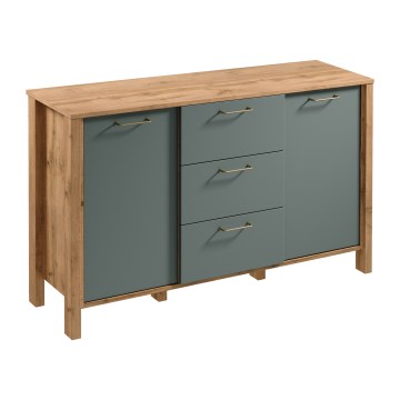 Komoda MENTA 138x81x40 cm hrast wotan/zelena