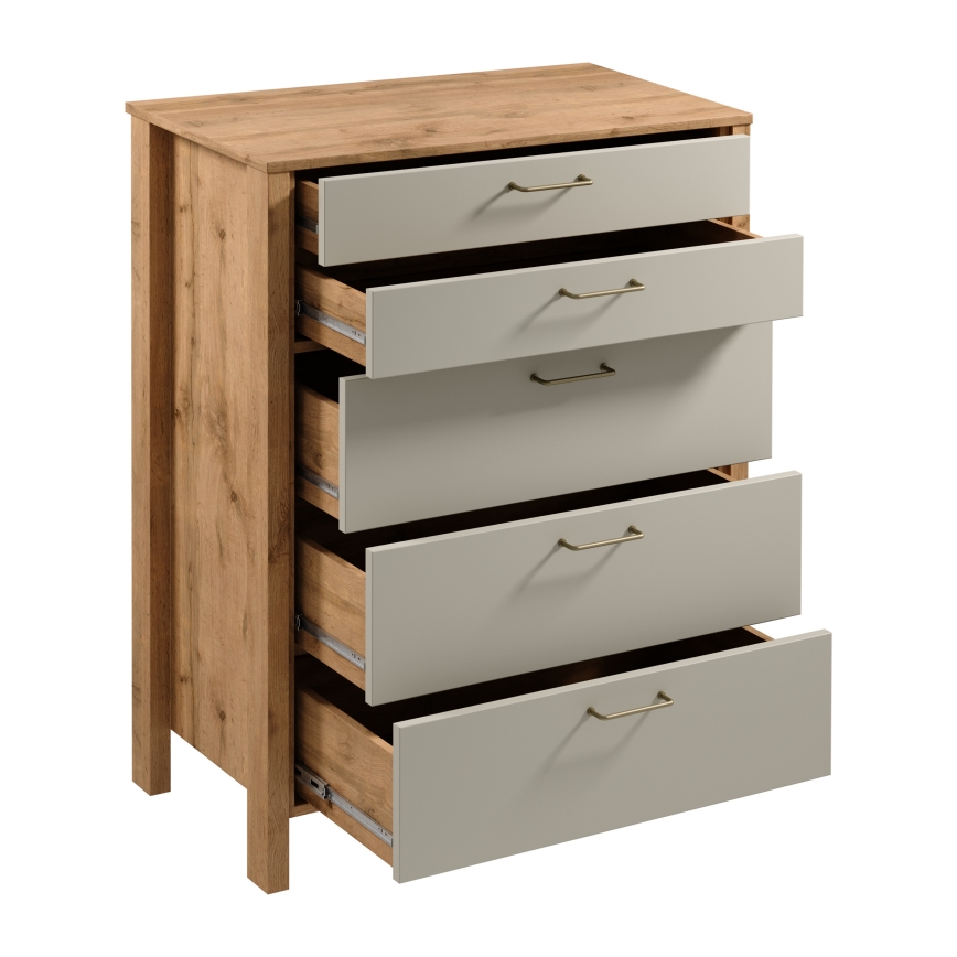 Komoda MENTA 90 x 108 x 47 cm hrast wotan/siva
