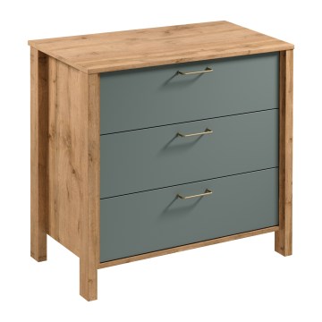 Komoda MENTA 90x81x47 cm hrast wotan/zelena
