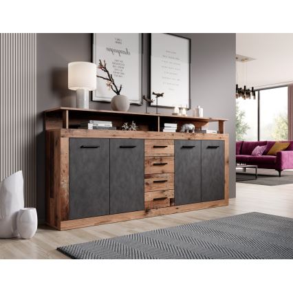 Komoda RUNA 190x96x32 cm temno rjava/antracitna