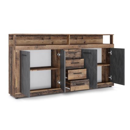 Komoda RUNA 190x96x32 cm temno rjava/antracitna