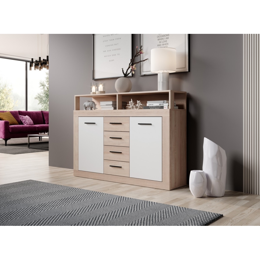 Komoda RUNA hrast sonoma/bela