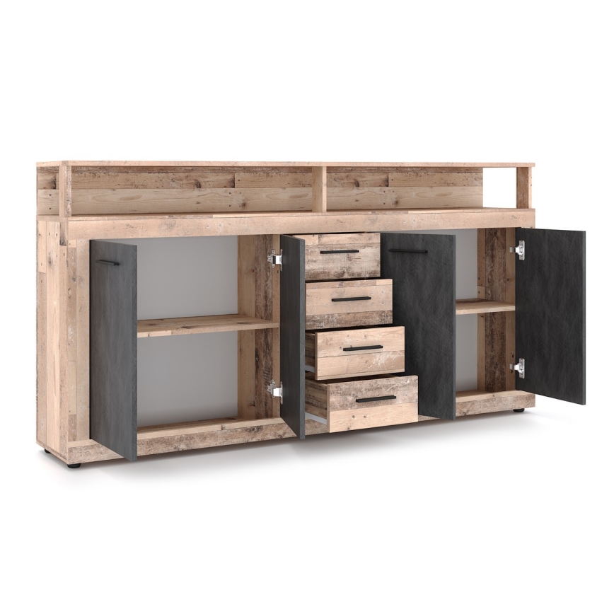 Komoda RUNA, svetlo rjava/antracitna