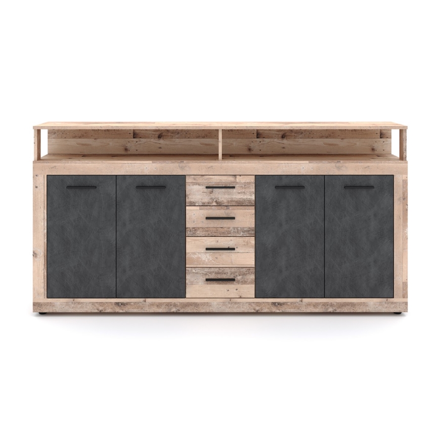 Komoda RUNA, svetlo rjava/antracitna