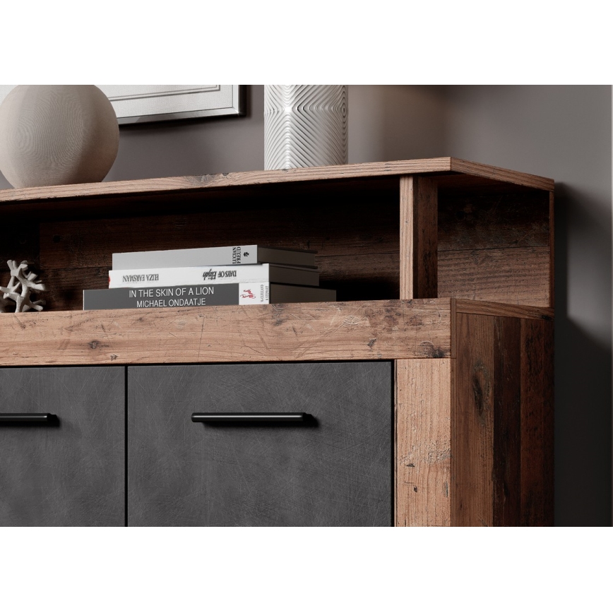 Komoda RUNA temno rjava/antracit