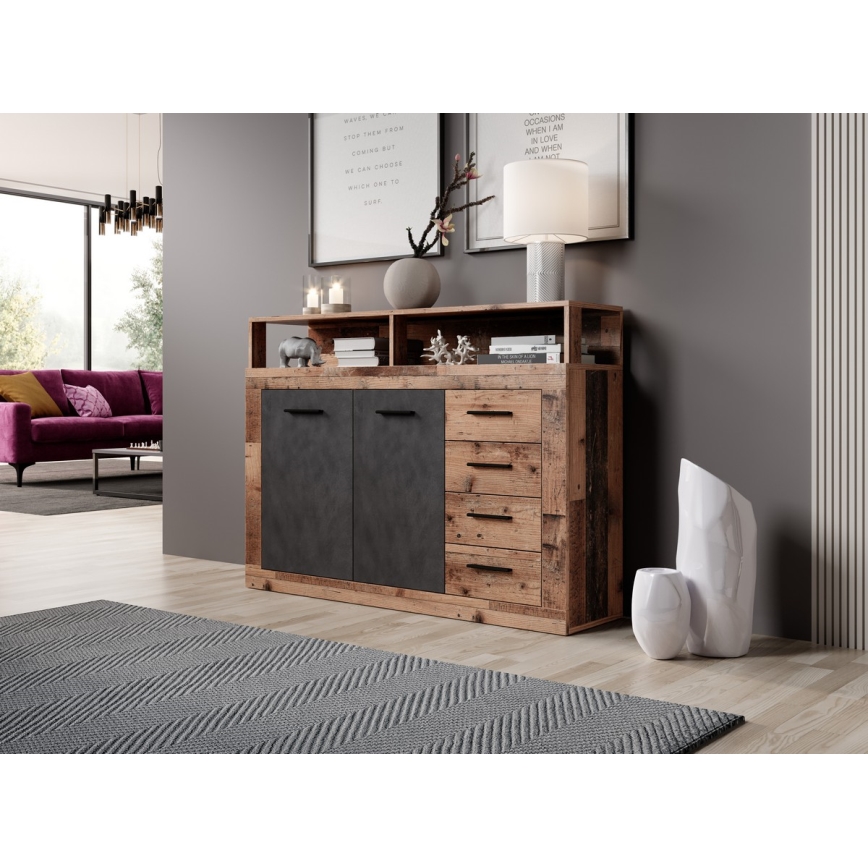 Komoda RUNA temno rjava/antracitna