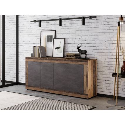 Komoda RUNEA temno rjava/antracitna