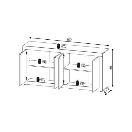 Komoda RUNEA temno rjava/antracitna