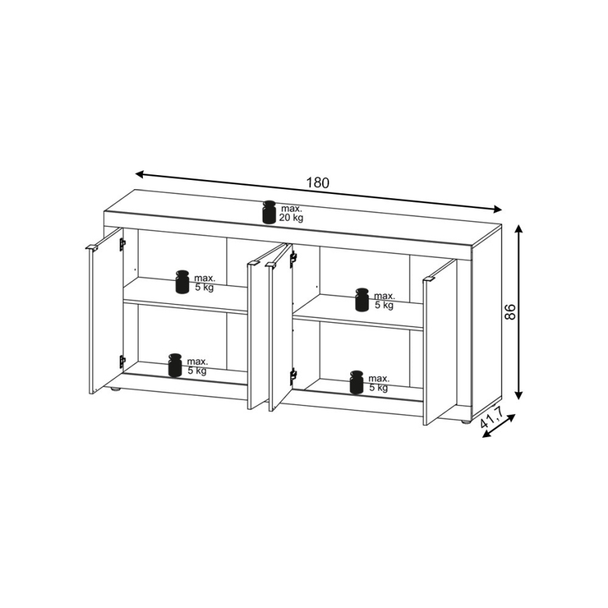 Komoda RUNEA temno rjava/antracitna