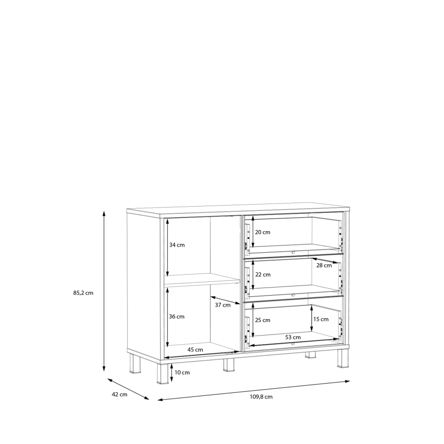 Komoda s predali OREN rjava/črna