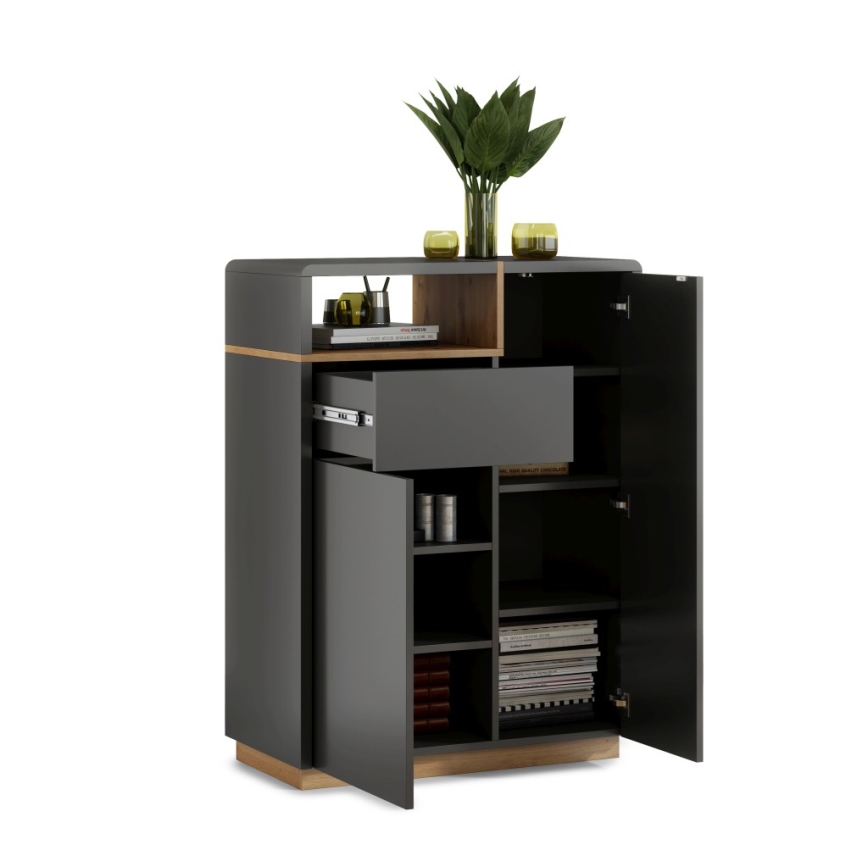 Komoda s predalom FRED, antracit/artisanski hrast