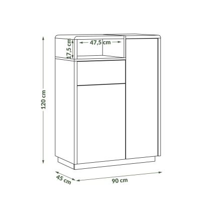 Komoda s predalom FRED, antracit/artisanski hrast