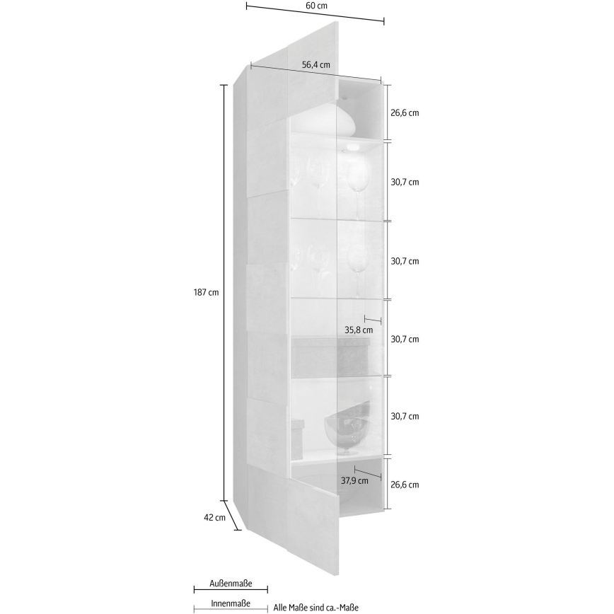 Komoda SERIAN – siva, betonski videz