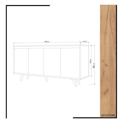 Komoda SHANS 86x140 cm rjava/bela