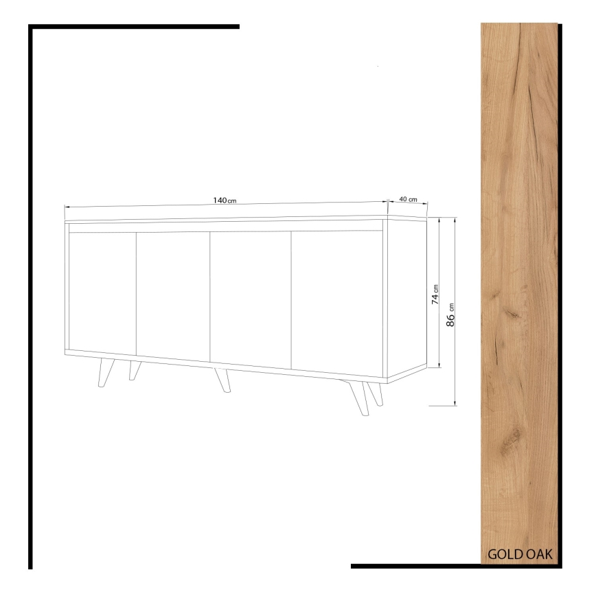 Komoda SHANS 86x140 cm rjava/bela