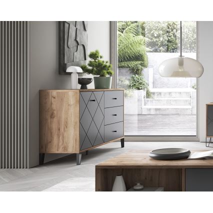 Komoda SULA hrast craft/črna