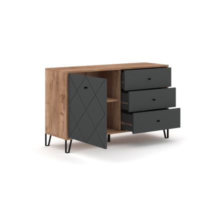 Komoda SULA hrast craft/črna
