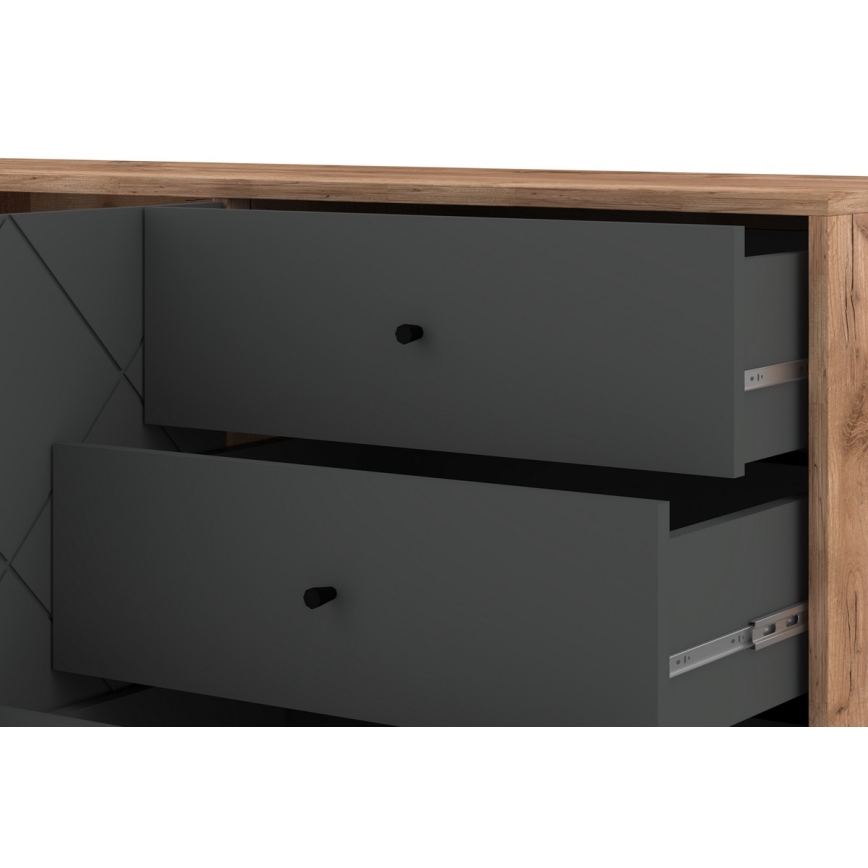 Komoda SULA hrast craft/črna