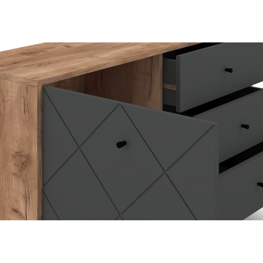 Komoda SULA hrast craft/črna