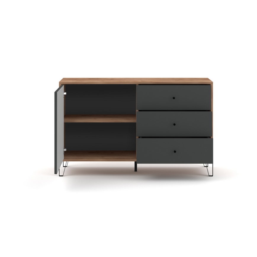 Komoda SULA hrast craft/črna