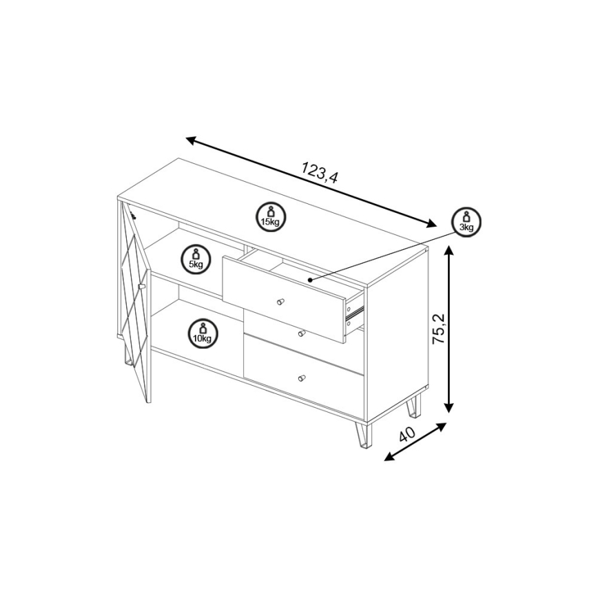 Komoda SULA hrast craft/črna